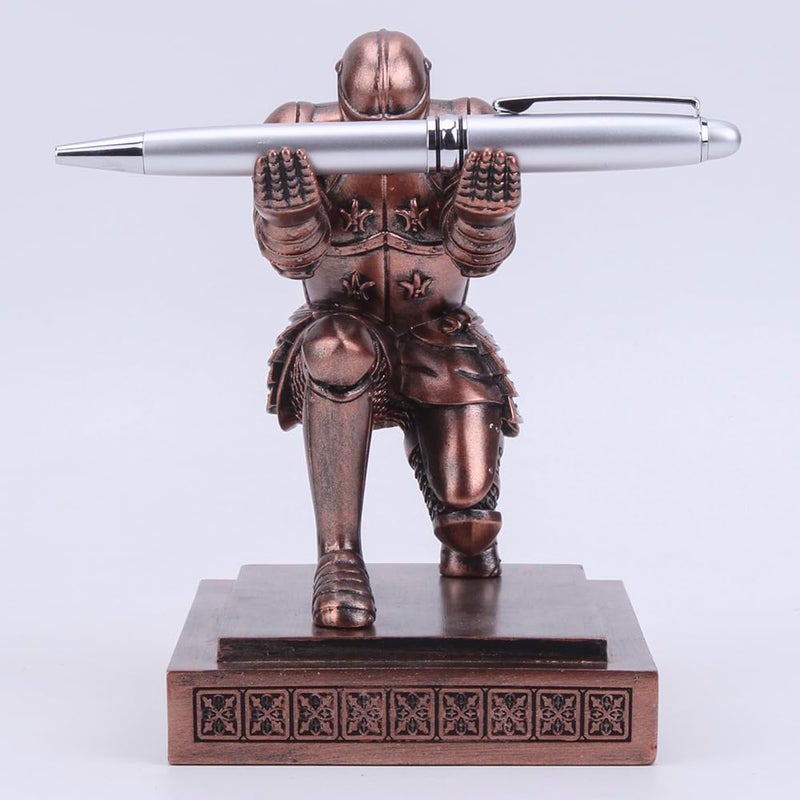 Amoysanli Knight Pen Holder Desk Organizers and Accessories Desk Decor Resin Pen Holder as Gift with a Cool Pen for Office and Home (Red) - Image 3
